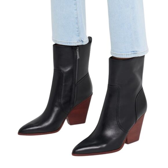Veronica Beard Shoes - Veronica Beard Boots Womens Size 9 Black Logan Leather Ankle Booties Pointed Toe
